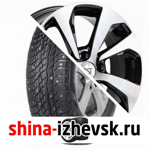 Колесо в сборе Viatti Bosco Nordico (V-523) 205/70 R15 T 96 + RST R005 6xR15 4×100 ET40 DIA60.1 Глянцевый черный с полированной лицевой частью в Ижевске